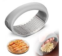 Presse-Ail à Bascule en Acier Inoxydable 2024, Appareil de Cuisine avec Éplucheur d'Ail en SiliconeMoulin à Ail et Coupe-Ail à Bascule - Design Élégant en Acier Inoxydable (gris)