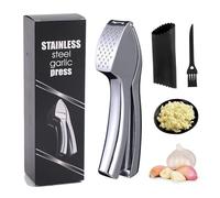 Presse-ail argenté de qualité supérieure robuste avec coffret cadeau, presse efficacement les peaux d'ail et de gingembre, antirouille et passe au lave-vaisselle