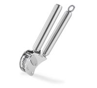 RÖSLE Presse-ail avec Racloir - Presse de Qualité Professionnelle pour Gingembre et Ail, avec Tamis Dépliable - Acier Inoxydable 18/10 - Passe au Lave-Vaisselle, Argenté