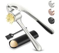 Presse-ail de cuisine en acier inoxydable de haute qualité, résistant à la rouille et au lave-vaisselle, ensemble de hachoir à ail durable avec éplucheur et brosse, mat