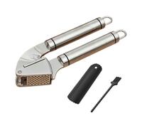 Presse-ail de Cuisine Professionnelle Presse ail Inox avec Poignée | avec Éplucheur et Pinceaux de Nettoyage, Écraser et Éplucher, Préparez des Sauces, Pour la Cuisine de Tous les Jours