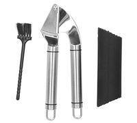 Presse-ail en acier inoxydable 304 robuste poli miroir avec éplucheur et brosse pour cuisine, chefs professionnels, cuisiniers à domicile 12,5 cm 19,5 cm