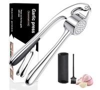 Presse-ail en acier inoxydable, cuisine professionnelle, hachoir à ail, facile à nettoyer et durable, argenté