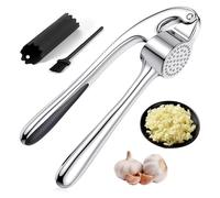 Presse-ail Inox de Cuisine Professionnelle, Broyeur D'ail Facile à Nettoyer, Ecrase Ail Durable, Hachoir à Ail Convivial, Passe au Lave-Vaisselle, Argenté