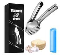 Presse Ail inox Professionnel,Alliage de Zinc Ecrase Ail et éplucheur en Silicone，Hachoir à Gingembre,Ustensiles de Cuisine écrasé ail Facile à Utiliser et à Nettoyer Solide à Vie