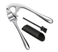 Presse Ail Inox Set - Perçage Uniforme pour Pâte Fine, Ecrase Ail Lavable en Lave-Vaisselle, Presse-Ail Facile À Nettoyer, avec Epluche Ail et Brosse de Nettoyage
