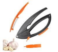 Presse-Ail Multifonction Manuel 3 en 1 avec Éplucheur, coupe-Ail, Lame de Découpe et Brosse de Nettoyage - Outil de Cuisine Pratique pour Ail, Gingembre et Légumes (3)