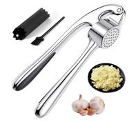 Presse Ail, Presse-Ail de Cuisine Professionnelle Presses Ails Inox Ecrase Ails Manuel Broyeur Extra Fort et Durable - Facile à Presser et Utiliser et à Nettoyer, Passe au Lave-Vaisselle
