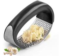 Presse-ail professionnel en acier inoxydable 2024 Kitchen Heavy Duty Mill Garlic Press Set Rocker (1, noir)