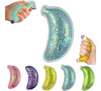 Presse-Banane - Matériau en Silicone Souple À Paillettes À Montée Lente Accessoire Sensoriel Et Anti-Stress Aux Fruits Brillants, Jouets Fidget | Cadeau Relaxant pour Les , Le Bureau À Dom (Blue)