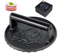 Presse Burger-à Smash Burger Robuste avec poignée d'isolation thermique-17,8 cm Presse à Hamburger en Fonte-Presse Bacon-Presse Steak haché-Presse Hamburger-50 Feuilles de Papier galé pour Hamburger