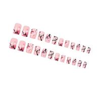 Presse Carrée Brillante Sur Des Ongles Avec Un Floral De Branche D'arbre Élégant Pour Les Femmes 24pcs Stick Artificiel Sur Des Faux Ongles