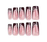 Presse Carrée Brillante Sur Les Ongles Avec Des Dessins De Coeur D ' Amour
