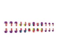 Presse carrée courte des femmes sur ongles de la Saint-Valentin Ongles avec finition acrylique brillant cœur grille faux ongles pour les données