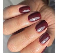 Presse Carrée Courte Sur Des Clous 24pcs Vin De Vin Rouges Faux Ongles En 12 Tailles Faux Ongles Brillants Stick Acrylique Sur Les Femmes Presser Le Cercueil De L'ongle Carré Pointe Française