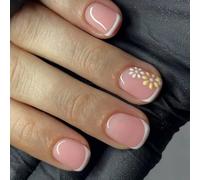 Presse Carrée Courte Sur Les Clous Pointes Françaises Fausses Couvertures Complètes Fausses Avec Des Conceptions De Fleurs Stick Acrylique Artificiel Sur L'ongle