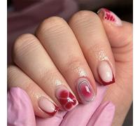 Presse Carrée Courte Sur Les Ongles Conseils Français Faux Couvertures Complètes Faux Avec Des Dessins De Fleurs Colles Acryliques Acryliques Artificielles Sur Les Ongles Pour Femmes Clair