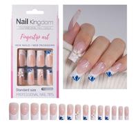 Presse carrée courte sur ongles 24 % avec motifs de cœurs mignons ongles français de Saint-Valentin pour femmes et filles