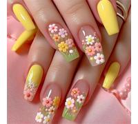 Presse carrée courte sur ongles Conseils français Faux ongles Couverture complète Absence de motifs floraux Baguette acrylique artificielle