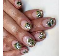 Presse Carrée De Noël Sur Les Ongles Avec Pointes Françaises Motifs D'arbres À Coller Ensemble De Décoration Artistique 24 Pièces