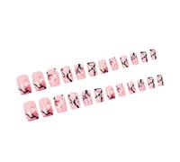 Presse Carrée Sur Les Ongles Avec Branche D'arbre Floral Manucure Brillante Couverture Complète Faux Ongles Pour Femmes Manucure 24 Pièces Fleur Délicate Nail Art
