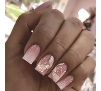 Presse Carrée Sur Les Ongles Papillon Faux Ongles Colues Sur Acrylique Artificiel 12 Taille 24pcs Bâton Femmes Press Cercueil Almond