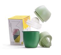 Presse-citron Lechin, presse-agrumes manuel, deux modes de pressage, vert | Forme unique de citron, pour tous fruits, lavable en lave-vaisselle, avec passoire et récipient, 480 ml