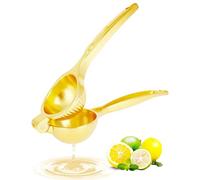 Presse-citron manuel robuste en alliage de zinc - Haut rendement - Rainure filetée - Pour cocktails, maison, restaurant, ustensiles de cuisine (doré)