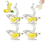 Presse-citron - | Presse-agrumes manuel | Ensemble de table et de service en acrylique transparent (Lot de 4 pièces - Blanc)