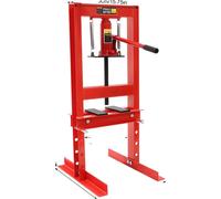 Presse d'atelier hydraulique, capacité de charge 6 tonnes, réglable en hauteur, rouge