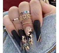 Presse De Luxe Sur Les Ongles Faux Ongles Extra Longs Ballerine Noire Cercueil Papillon Faux Ongles Pour Femmes Et Filles Multicolore