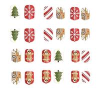 Presse de Noël sur les ongles, petite presse sur les ongles | Faux ongles de dessin animé mignon - Faux ongles artificiels en d'épice, flocon de neige, Design d'arbre de noël, couverture complète, mat