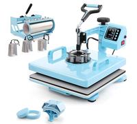 Presse de transfert 15 x 15 cm, 8 en 1 - Presse à chaud multifonction professionnelle avec embout pour gobelets (11 à 30 oz), pivotant à 360 °, machine à sublimation DIY pour t-shirts, bonnets, tasses