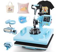Presse de transfert 5 en 1-5 en 1 - Presse à chaud professionnelle multifonction avec embout pour gobelets, pivotant à 360 ° - Machine à sublimation DIY pour t-shirts, chapeaux, tasses, tasses et