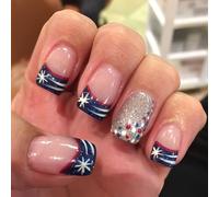 Presse Élégante Sur Les Ongles Ensemble Avec Des Pointes Françaises Et Des Paillettes Terminent Les Ongles Artificiels À Usage Quotidien Ou Célébrations 24 PCS Nail Acrylique