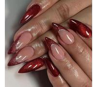 Presse En Plastique Amicale Sur Les Ongles Glitters Ombres French Manucure Set Faux Ongles Réutilisables Avec Des Motifs Floraux Pour Des Looks Tendance False Nail Set