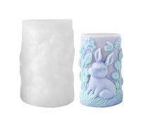 Presse en silicone en forme de lapin 3D - Matériel artisanal de moulage de bougies de lapin, système de sculpture de Pâques très détaillé, outil de cire résistant à la chaleur, équipement de loisirs