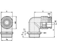 Presse-étoupe coudé LAPP SKINDICHT® RWV PG 11 O. E+D 52023980 PG11 Fonte naturel 25 pc(s)