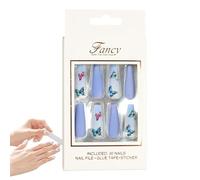Presse française sur les ongles,Presse française sur les ongles longs,Faux ongles à couverture complète de cercueil de ballet | Faux ongles réutilisables à couverture complète pour la décoration de ma