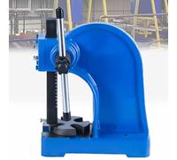 Presse manuelle à mandrin de 1 tonne, poinçonneuse en fonte robuste avec hauteur maximale de 14 cm, avec enclume fendue de 8,9 cm de diamètre, pression 1T et construction en fonte, pour poinçon