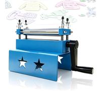 Presse Manuelle de découpe, embossage Papier et linogravure, Presse créative à manivelle avec 2 plaques acryliques pour DIY, journaling & école Blue Large