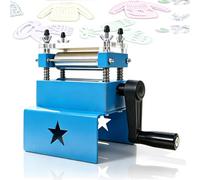 Presse Manuelle de découpe, embossage Papier et linogravure, Presse créative à manivelle avec 2 plaques acryliques pour DIY, journaling & école Blue Small