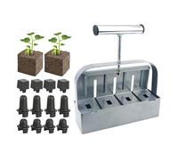 Presse-Motte Manuel pour Semiss, Outil de Jardinage en Acier Inoxydable Robuste pour 4 Blocs de 5,1cm, Poignée Ergonomique Antidérapante, Idéal pour Potager, Serre et Repiquage sans Choc pour Plants
