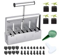 Presse Motte pour Semis, Afenau 5 x 5cm Bloqueur de Sol Manuel ave Semoir à Graines, Alliage d'aluminium Presse Motte Manuel pour La Plantation, Le Repiquage, La Serre