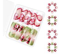 Presse Noël Sur Les Ongles Faux Nails Blanc Flore Neige Couvertures Complètes Sticks Sur Des Ongles Nails Artificiels Scintillants Pour Square Faux Full Stick Stick On Nails On