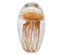 Presse-papier Boule Ovale en Verre Méduse Orange 7x11 cm Élément décoratif Bureau 27963SG