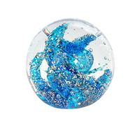 Presse Papier Décoratif et Sulfure Verre, Sphère Océane, Aquaviva, Bleu et Doré, Diamètre 8 cm