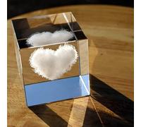 Presse-papier en forme de cœur 3D K9 en verre avec nuage en forme de cube - Art des figurines gravées pour décoration de maison Feng Shui (1)