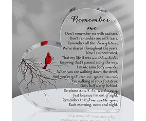 Presse-papier en forme de cœur en forme de cœur en cristal acrylique - Décoration de commémoration pour deuil funéraire, condoléances - Décoration commémorative pour la perte d'une mère bien-aimée