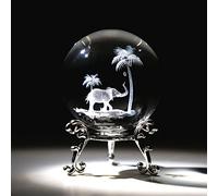 Presse-Papier en Forme d'éléphant Tropical avec Support 60 mm en Verre gravé au Laser (Transparent)